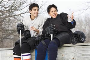Ice hockey players on the bench